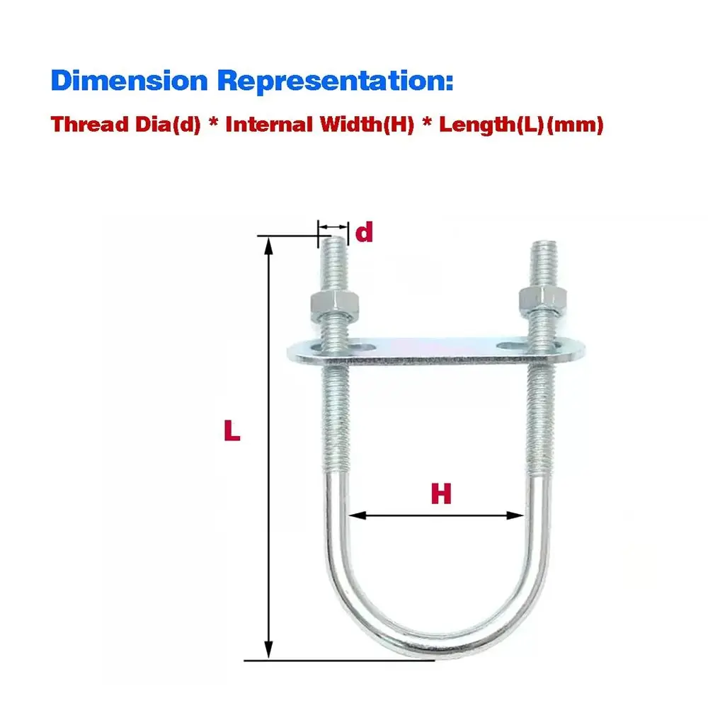 1 قطعة مجلفن دائم Q235 الكربون الصلب M8 أنبوب دائري المشبك مع يربك مسامير جولة الترباس الزاوية اليمنى U-الترباس لأنبوب دائري #5
