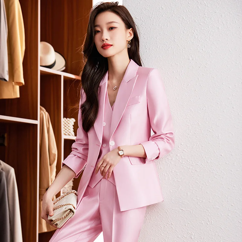 Orange Suit Jacket Professional Suit Women\'s Autumn Korean Style Small Light Mature Fashionable Vest Jacket Overalls