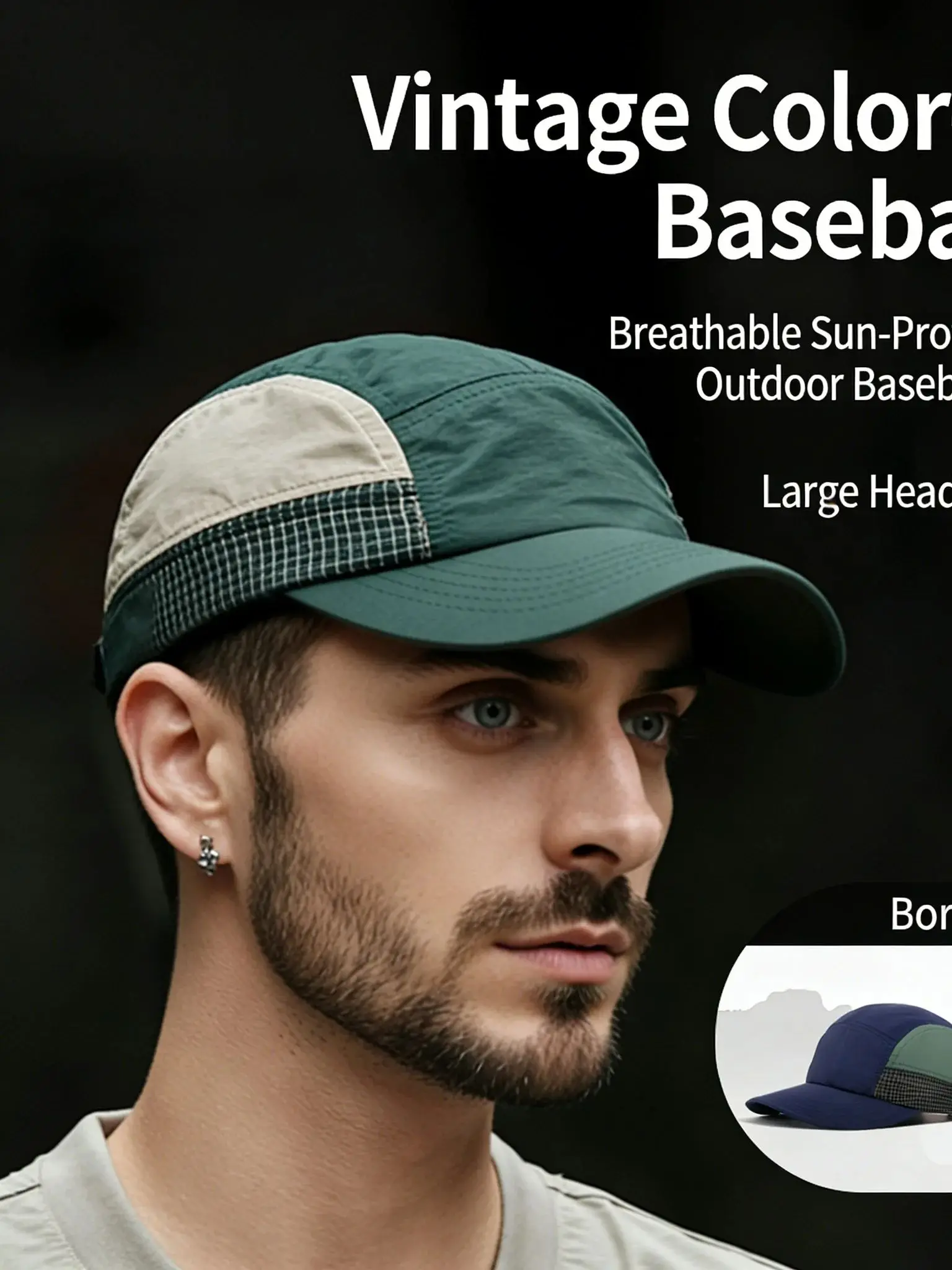 AliExpress NONE Quick Dry 5 Panel Cap Men Lightweight Running Hat Color Block Plaid Breathable Sports Baseball Cap Large Head Outdoor Cycling