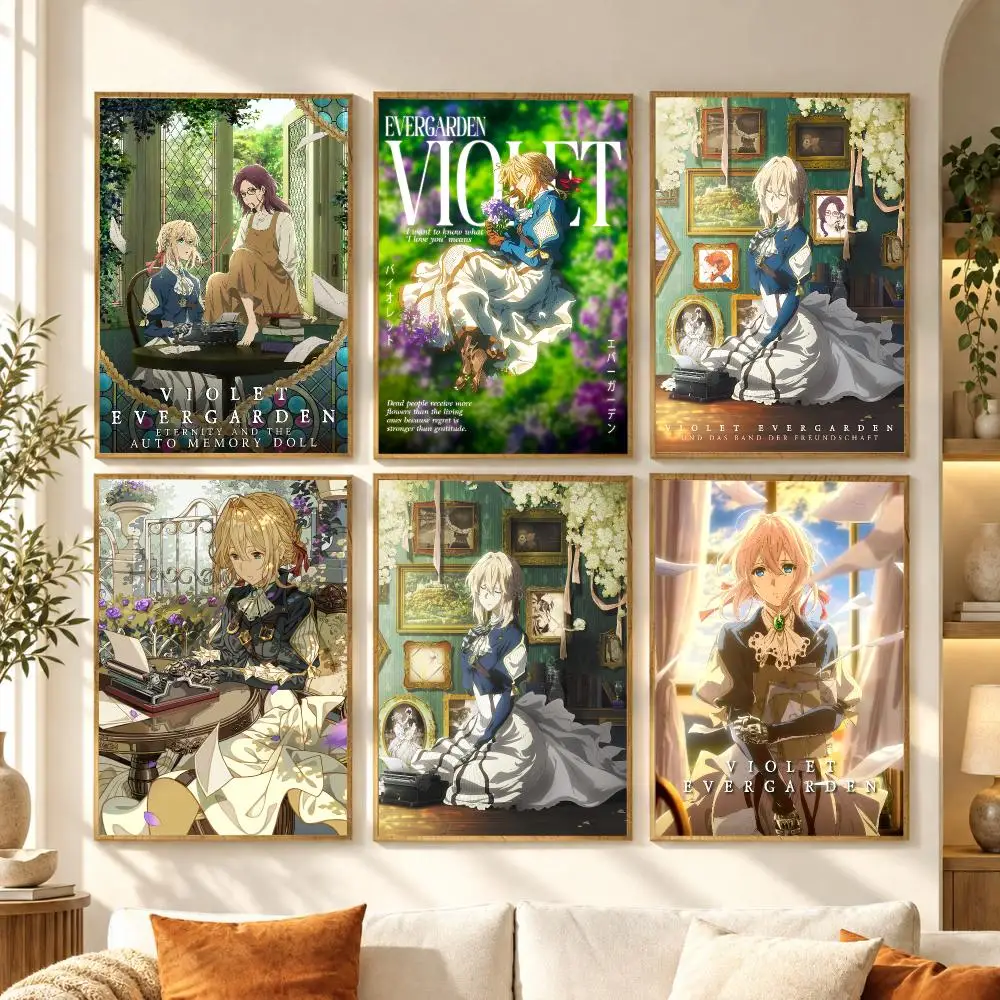 Romantic Drama Anime V-Violet Evergarden Poster Premium Modern Waterproof Wall Art Pictures for Bedroom Living Room Bar Decor