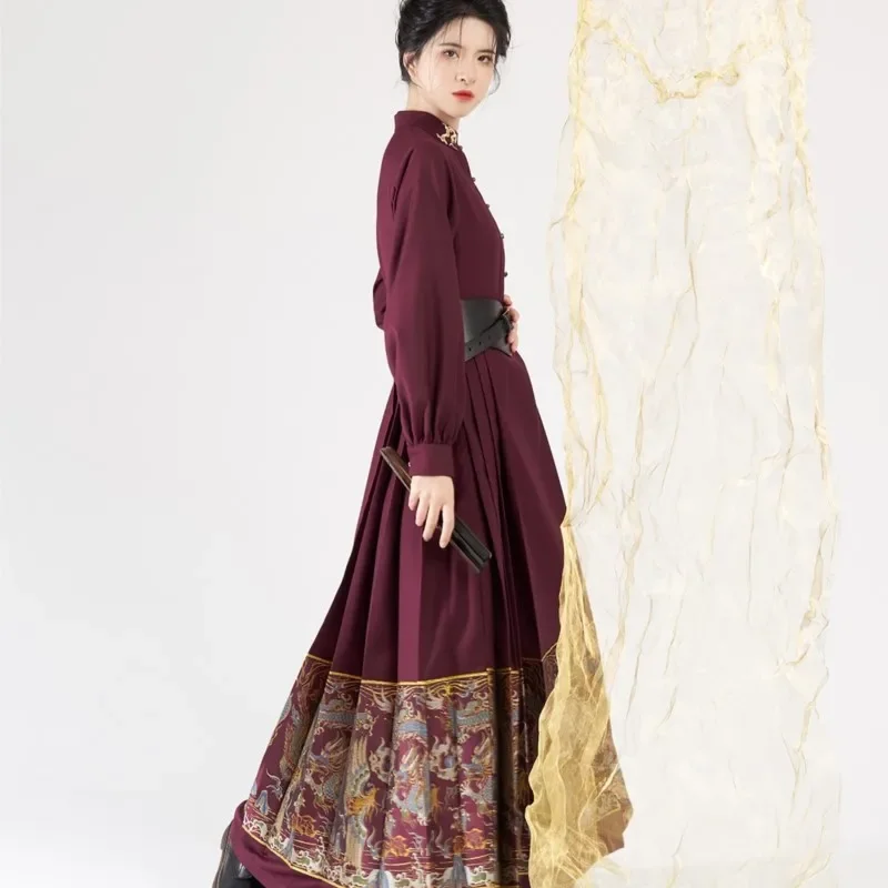 2023 Vorverkauf 30 Tage Original Hanfu Kleid Frauen Frühling Herbst Pferd Gesicht Rock Ming verbesserte tägliche Mamian Kleid Kostüm