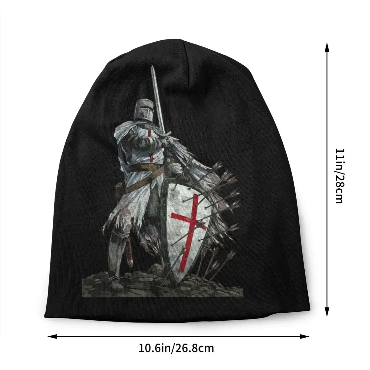 Custom Knights Templar Warrior Beanie Cap Winter Warm Bonnet Knit Hat Fashion Medieval Templar Shield Cross Skullies Beanies Hat