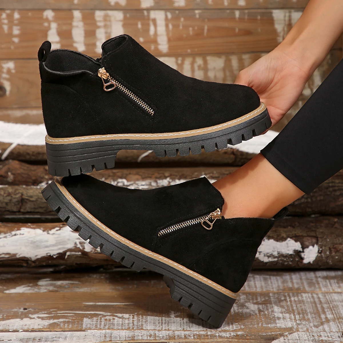 

Fashion Women Ankle Boots New Leather Women Chelsea Boots Women Shoes Casual Black Sleeve Boots Outdoor High Top Wedding Shoes