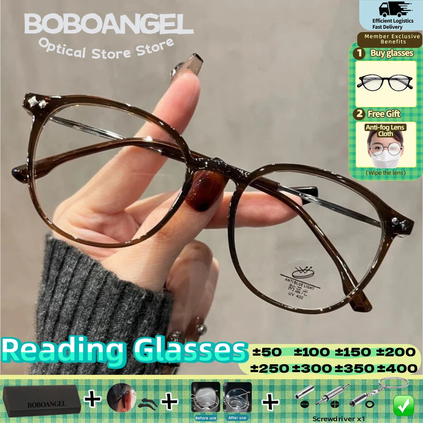 

BOBOANGEL Sweet Round Polygon TR90 Myopia Reading Glasses Women Prescription Progressive Eyeglasses Optical Lenses With Recipe