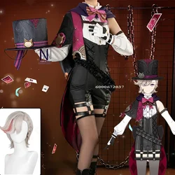 Game Genshin Impact Lyney Cosplay Costume Wig Uniform Fontaine Magician Pyro Hat Lynette Halloween Party Women Men Accessories
