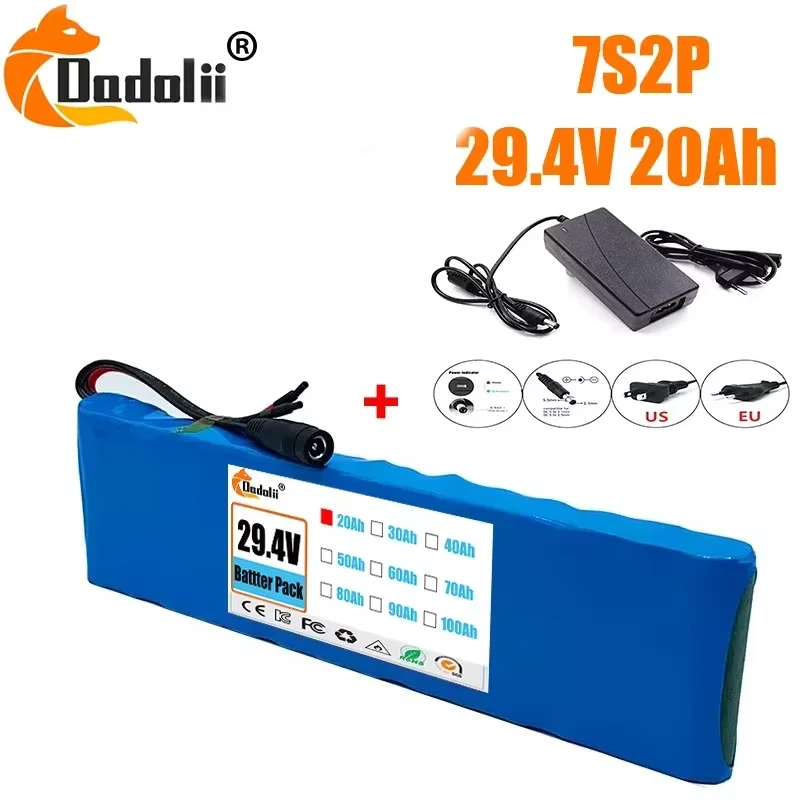 

2025 New electric bicycle scooter 7S2P battery pack with 29.4V 20000mah lithium-ion battery and 20A balanced BMS