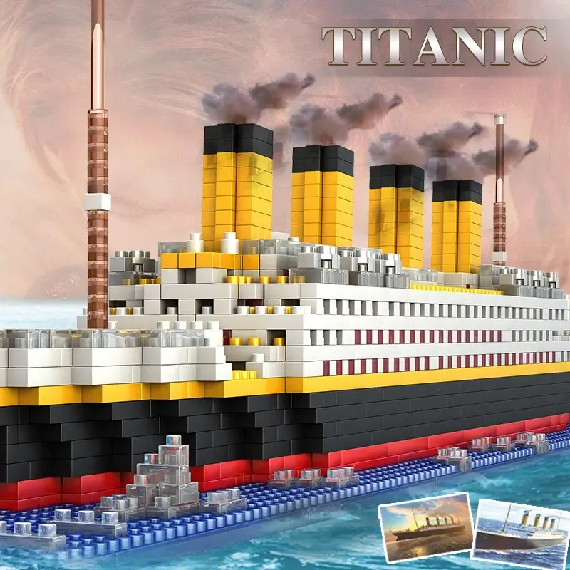 Kolekcja AliExpress Zestaw klocków Titanic Micro Mini, 1860 szt. Titanic Toy Model Statek Cegły, Zestawy 3D Puzzle DIY