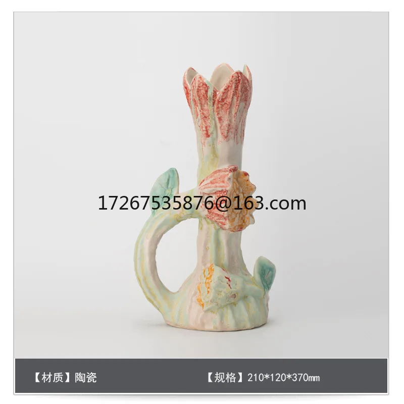 Medieval style ceramic flower vase ornament art homestay guest dining table advanced sense flower arrangement ornament