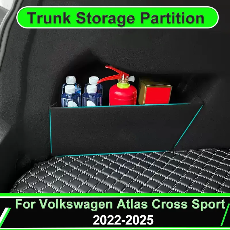 

For Volkswagen Atlas Cross Sport Teramont X 2022~2025 Car Thickening Trunk Storage Box Organizer Partition Side Auto Accessories