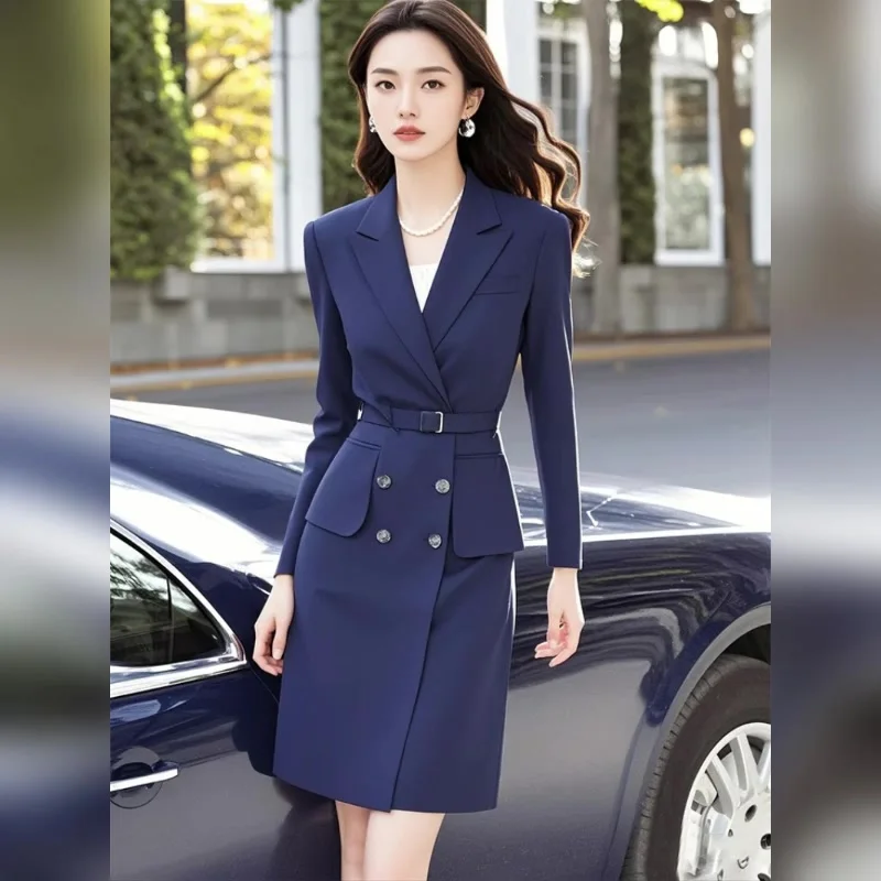 

Elegant Autumn Long Sleeve Dress Slimming Waist Suit Style Luxury Commute Women's Fashion Casual Chic Wind Dress