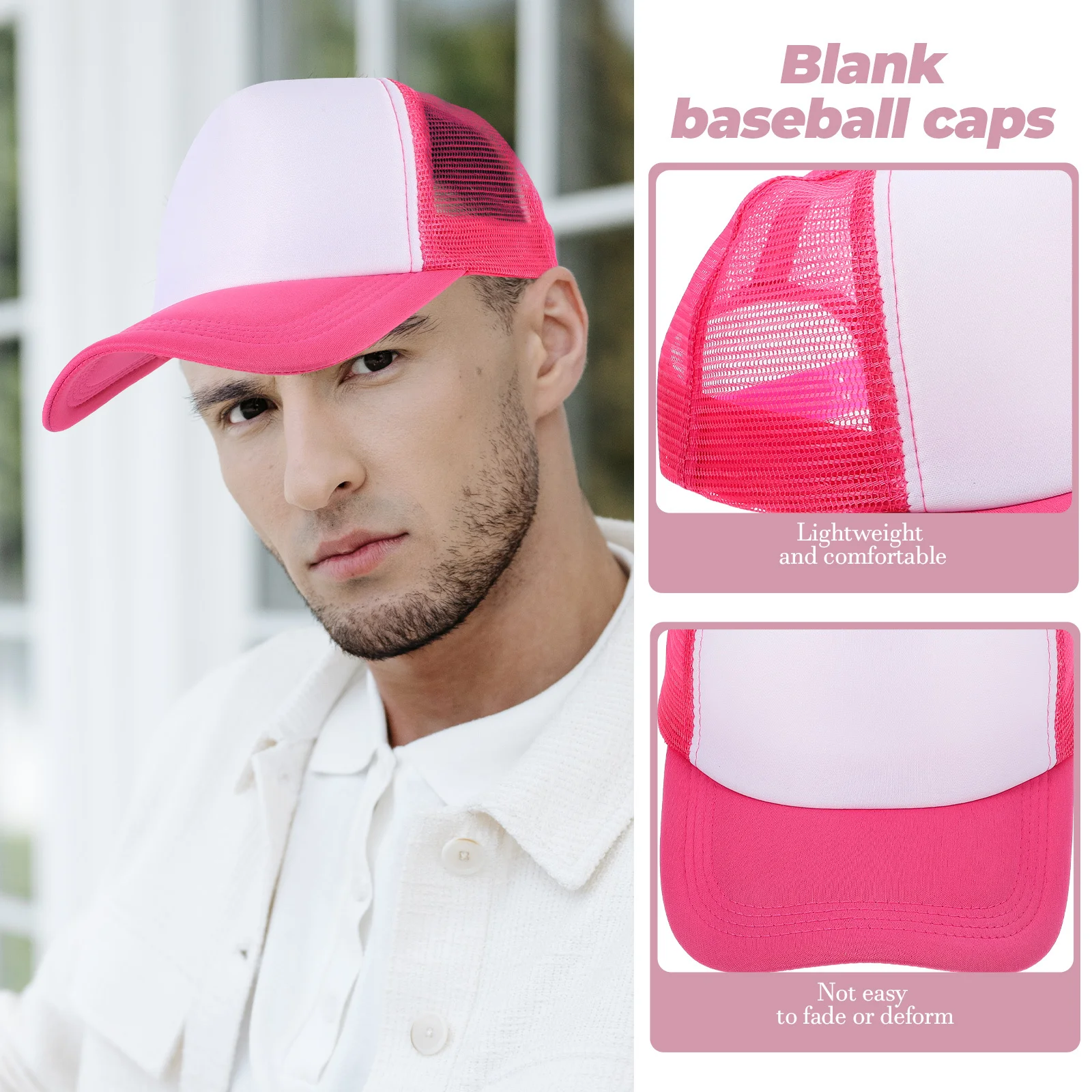 10 قطعة نقل الحرارة قبعات البيسبول فارغة شبكة التسامي القبعات DIY بها بنفسك قبعة من أوت دور خفيفة الوزن تنفس التسامي القبعات #1