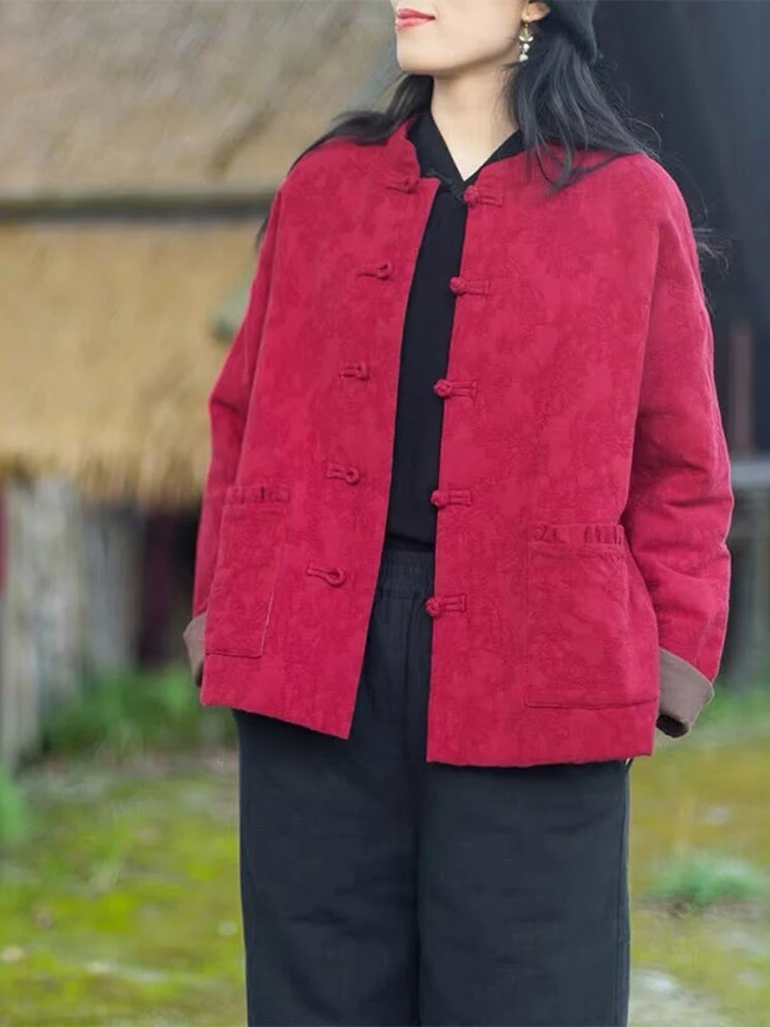 

Корейская японская элитная вышитая пуговица, свободная посадка, женская хлопковая куртка больших размеров, универсальная зимняя верхняя одежда Sli