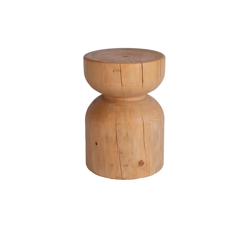 Household round coffee table stool short simple solid wood edge few stumps creative homestay ornament wood wabi sandy wind