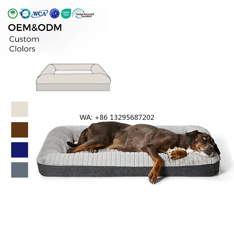 

Оптовая продажа с фабрики Роскошная ортопедическая кровать для собак Моющаяся пена с эффектом памяти Большой размер Устойчивая кровать для собак