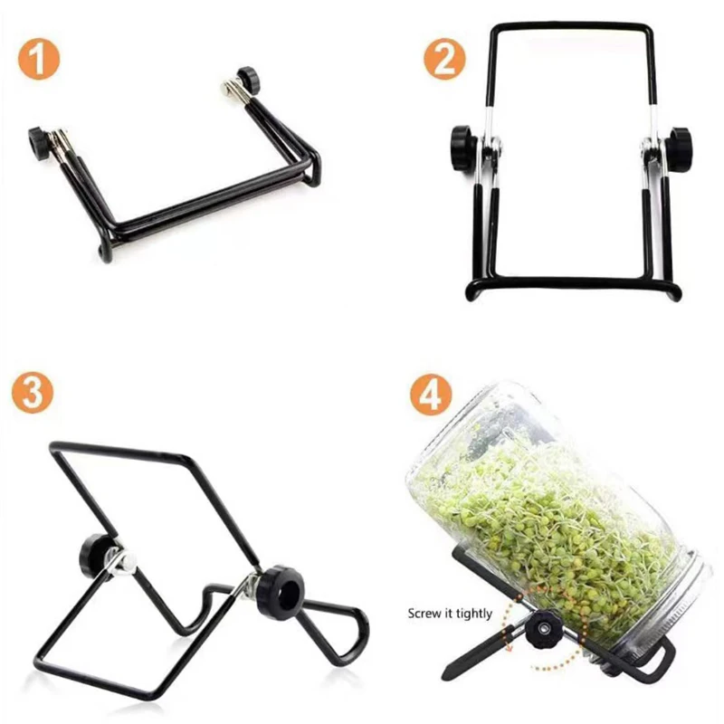 1Pc Foldable Anti Slip Tablet Phone Support Kitchen Tool Scaffold Rack Shelf Sprouting Bracket Stand Seed Sprouter Jar Holder
