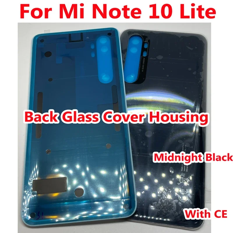 Back Battery Cover Housing For Xiaomi Mi Note 10 Lite Note10 Lite Rear Case Glass Lid Phone Chassis with Adhesive