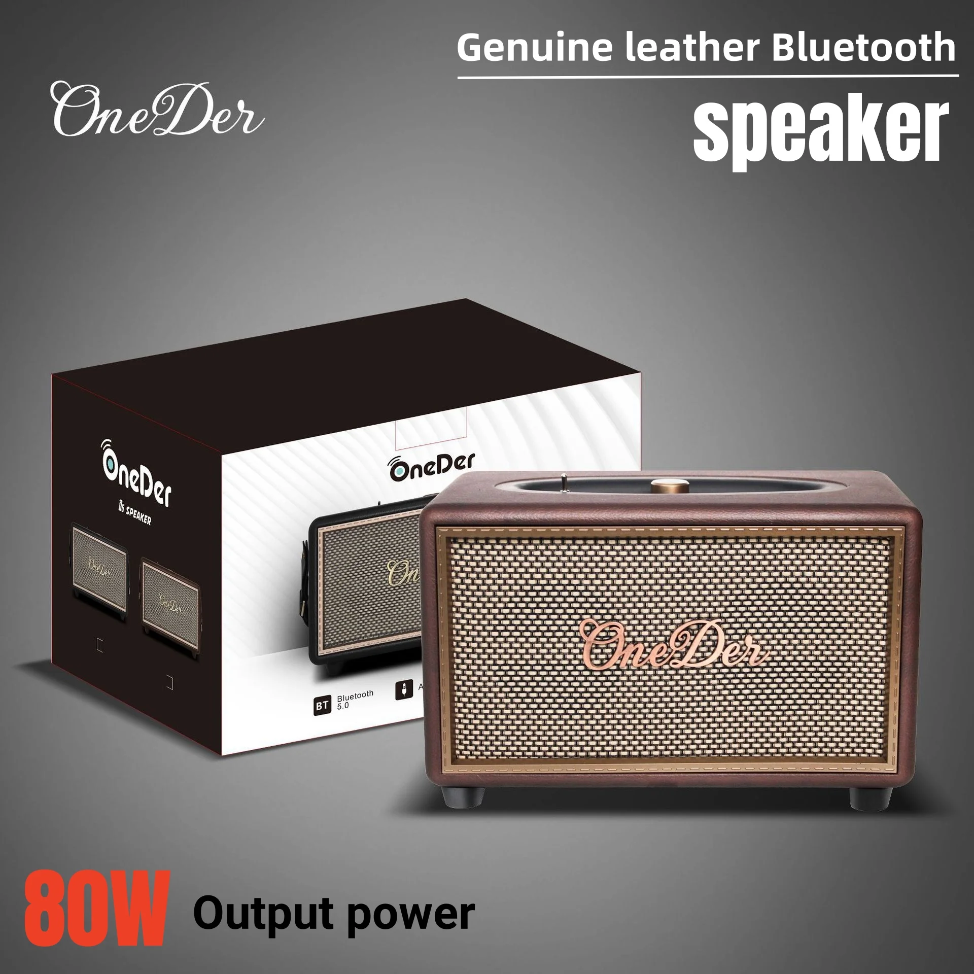 Портативный супербас-сабвуфер для домашнего кинотеатра, 80 Вт, уличная коробка для вечеринок, бумбокс из натуральной кожи, HIFI Caixa De Som, Bluetooth-колонки TF