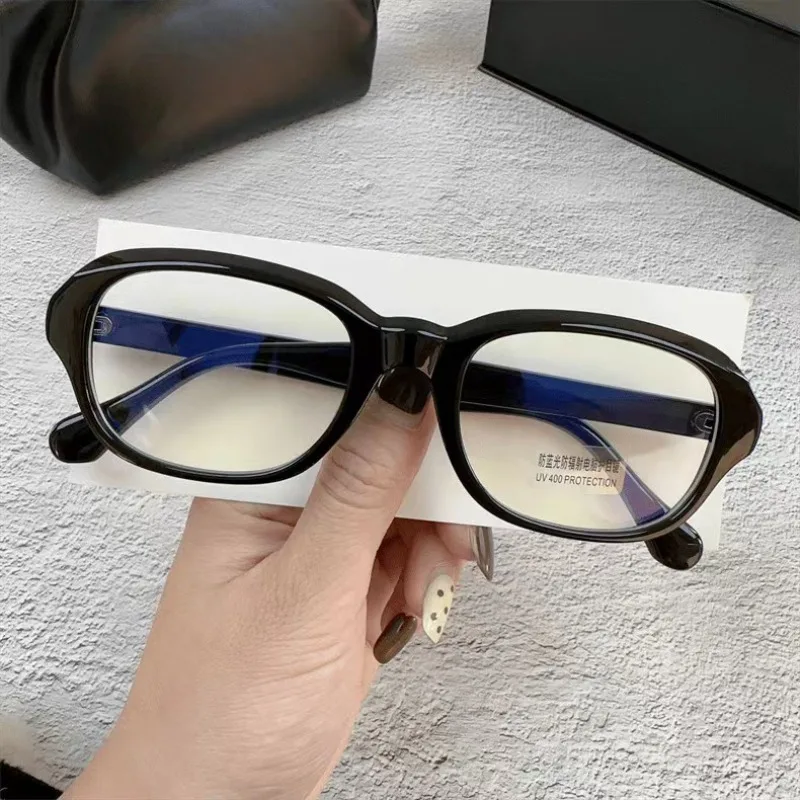 YK2 Oval Red Flat Glasses Small Frame Anti Blue Light Non Degree Glasses Transparent AC Material Glasses for Neutral