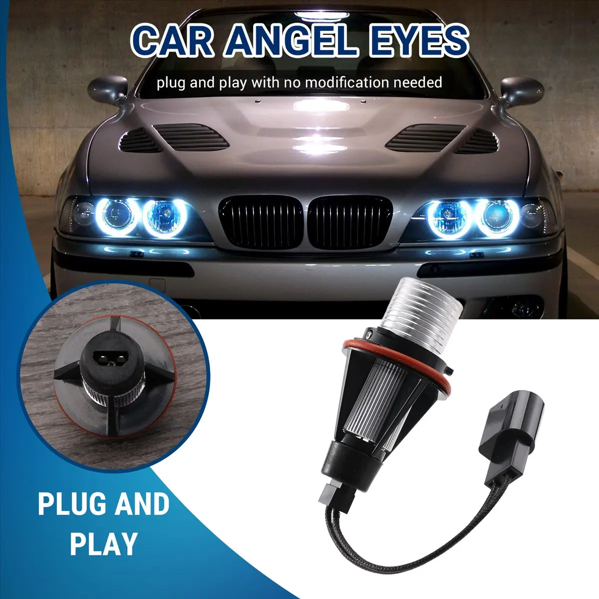 #13Z 8000K Amber LED Bulbs Lamps for -BMW E39 E53 E60 E63 [Pack of 2 Pcs],angel lights,(Black)