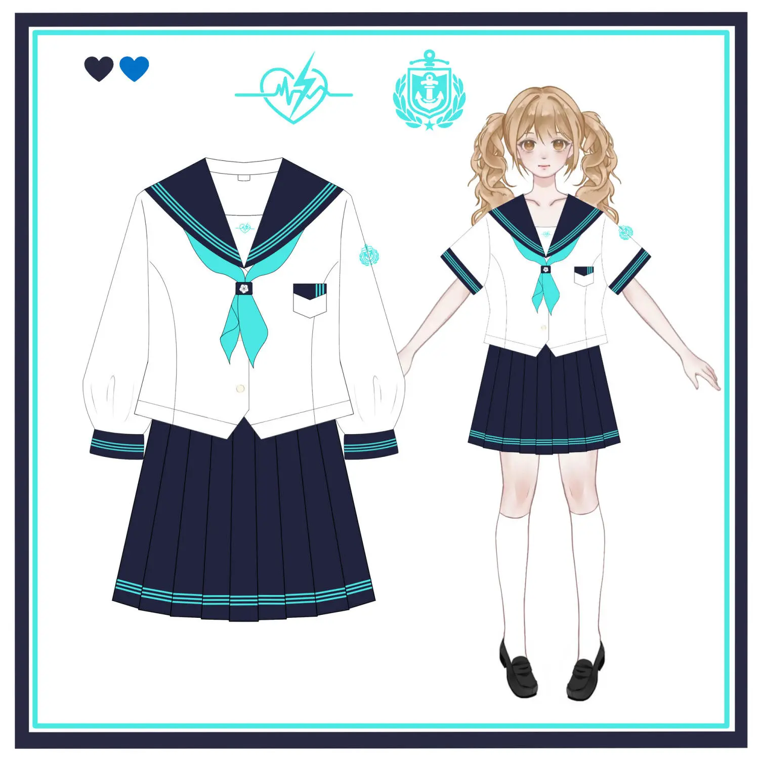 Abito da marinaio uniforme Vita da donna Manica corta Manica lunga Stile giapponese Stile college Abito basic Due colori Gioco di ruolo Scuola