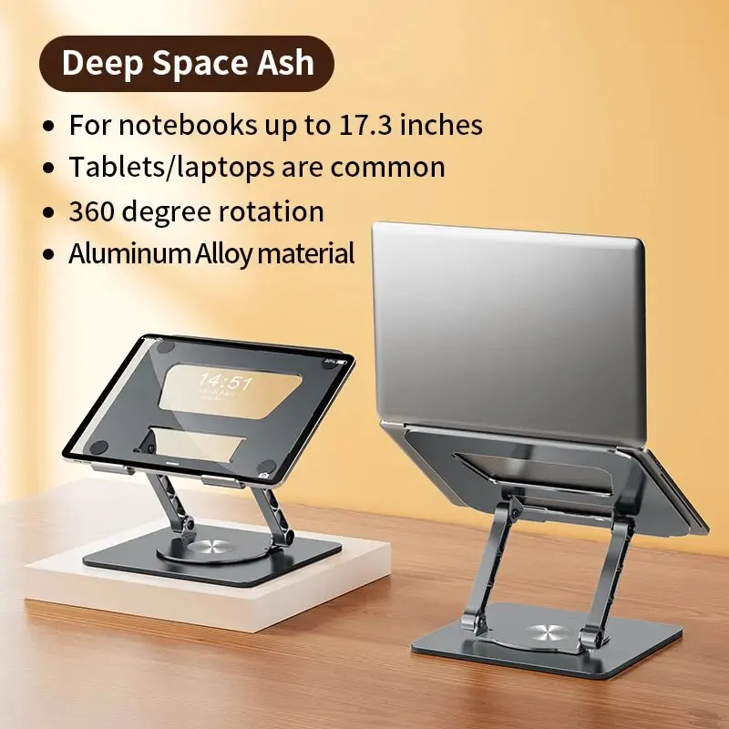 MC LS652 Laptop Stand Aluminium Alloy Foldable Tablet Rotale Stand Macbook Laptop Portable Fold Holder Cooling Bracket Support