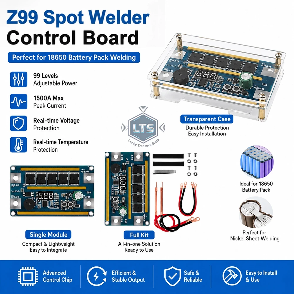 Z99 12V Portable Spot Welder Kit 99-Step Power Adjustable 18650 Lithium Battery Welding Control Board Nickel Plate Welding