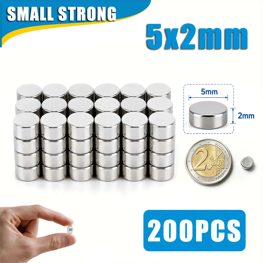 200 Pieces Magnets For 3D Printing,5x2mm Mini Magnets For 3D Printing,Refrigerator,Office, DIY, Crafts