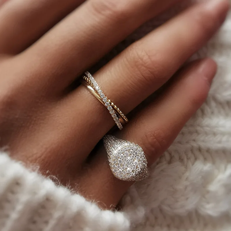2023 Europe and America S925 silver plated 18K gold ring couple tail ring female simple and fashionable