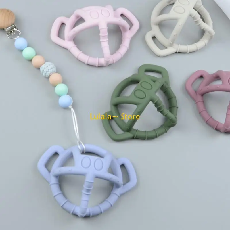 Y4QA Baby Teether Silicone Nursing Soother Ring Teething Molar Toy for Newborn