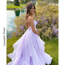 Lavender Evening Dresses Spaghetti Straps A-Line Party Dresses V-Neck Formal Dresses Tulle Vestidos De Fiesta فساتين السهرة