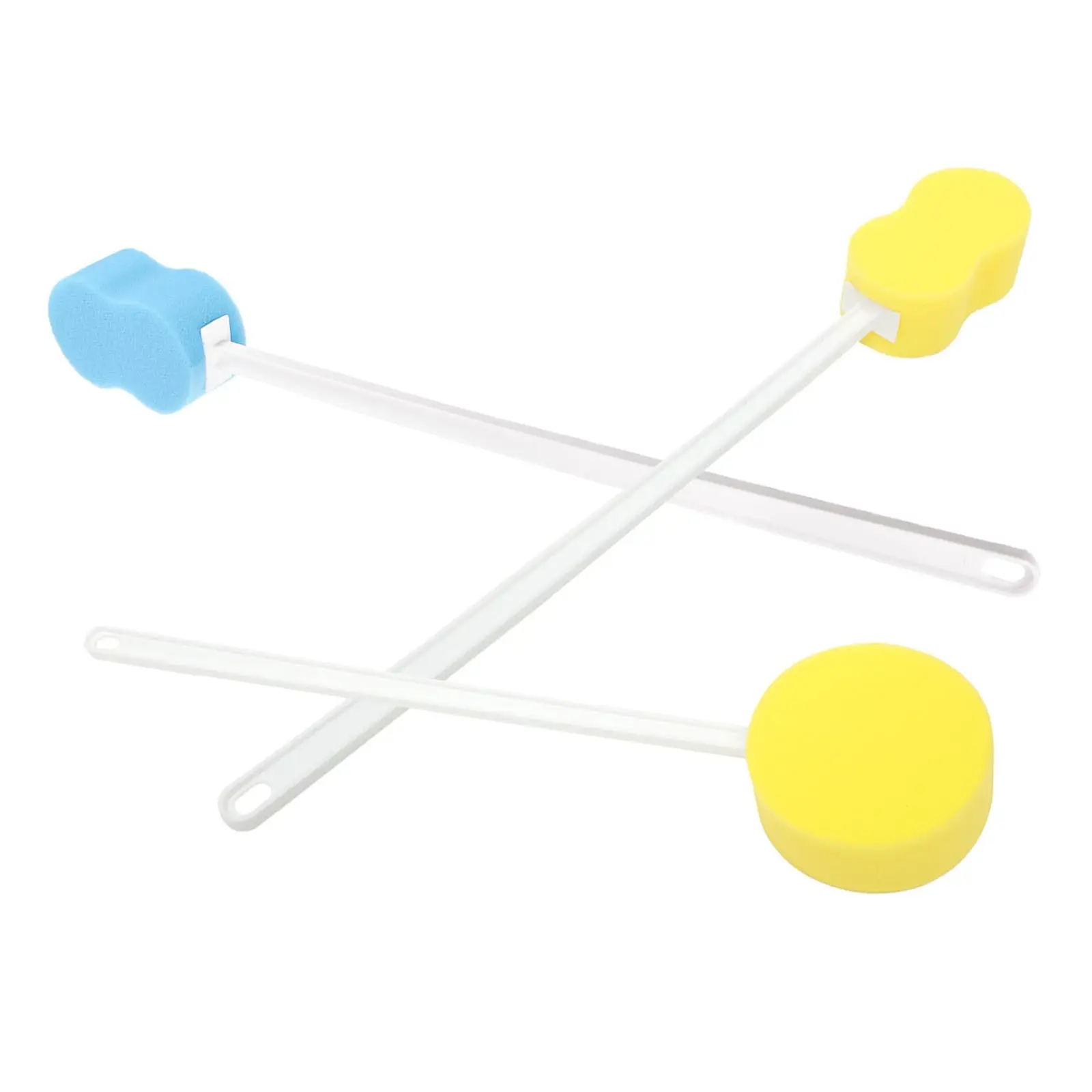 3pcs Shower Bath Scrubber with Long Handle, Curved Sponge Brush