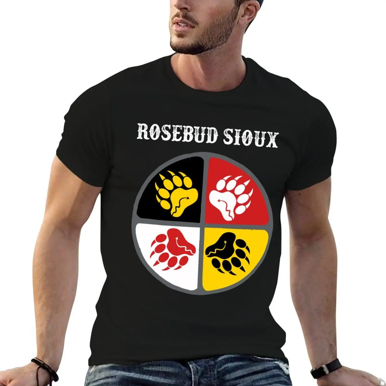 

Rosebud Sioux Native American Medicine Wheel T-Shirt t shirts cotton 100% t shirt men 100% cotton luxury brand T-Shirt