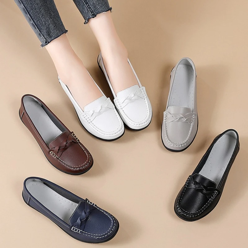 

Новые весенние женские туфли на плоской подошве, элегантные минималистичные туфли с неглубоким носком, модная нескользящая женская обувь с мягкой подошвой