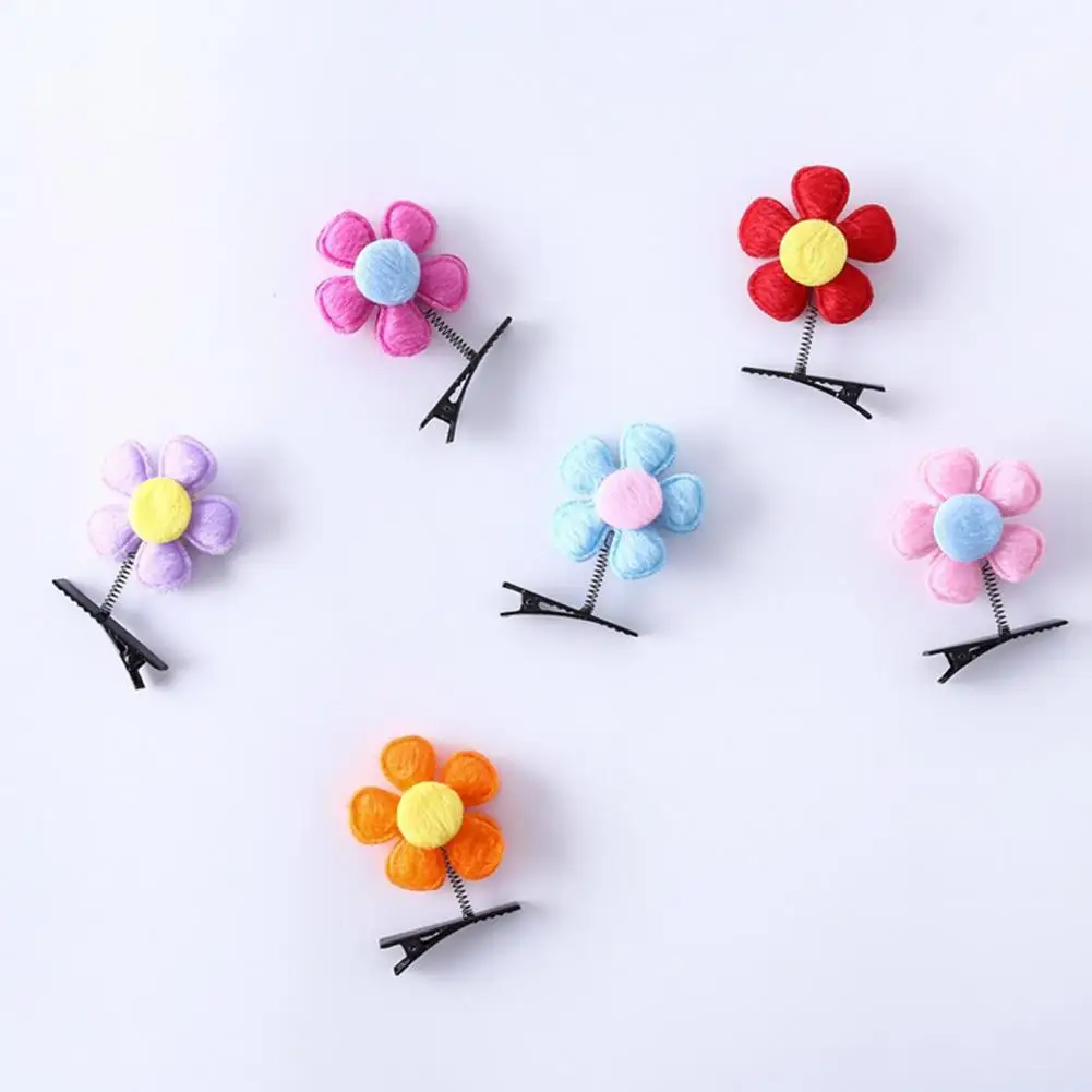 Rust-resistant Hair Accessory Hair Pin Kids Spring Flower Hair Clip Set 5pcs Double Rust-resistant Hairpins Funny for Girls