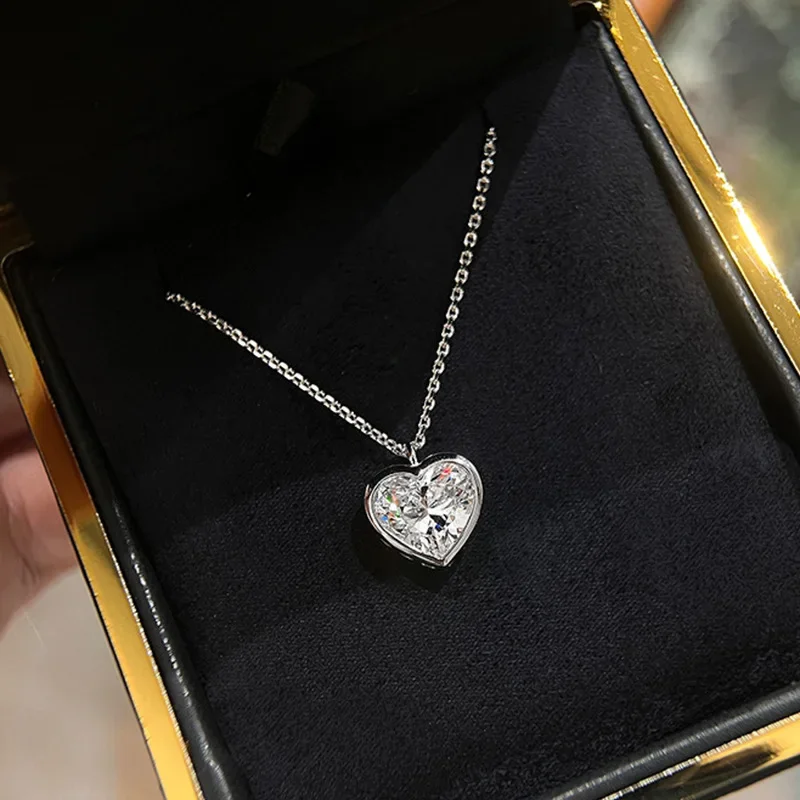 Queen Heart Lab Diamond Chocker Necklace 100% Real 925 Sterling Silver Party Wedding Pendants Necklaces for Women Bridal Jewelry