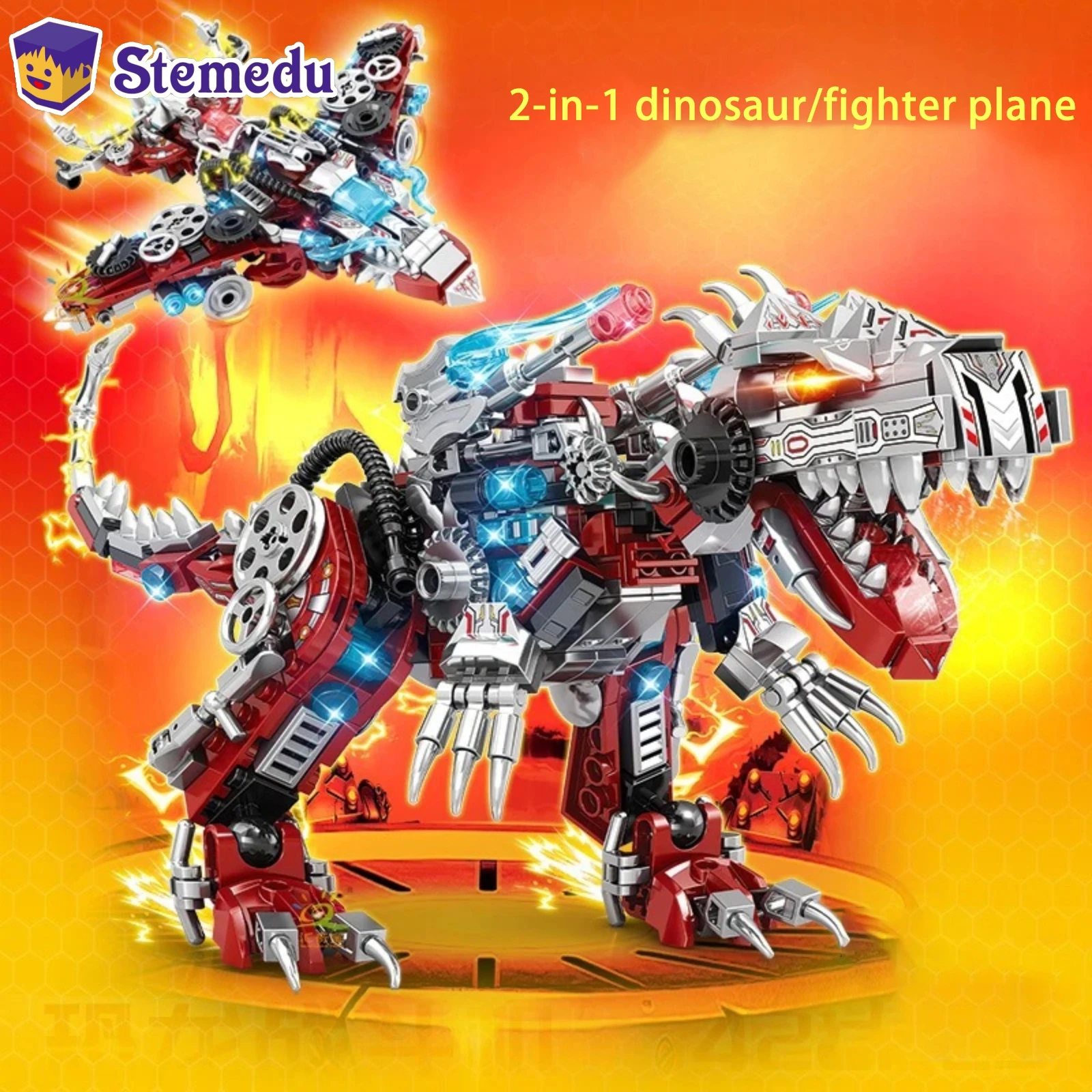 

2 in 1 Jurassic Mechanical Indominus Rex Dinosaur World Model Building Blocks City Fighter Dino Park Bricks Toy Gift for Kids