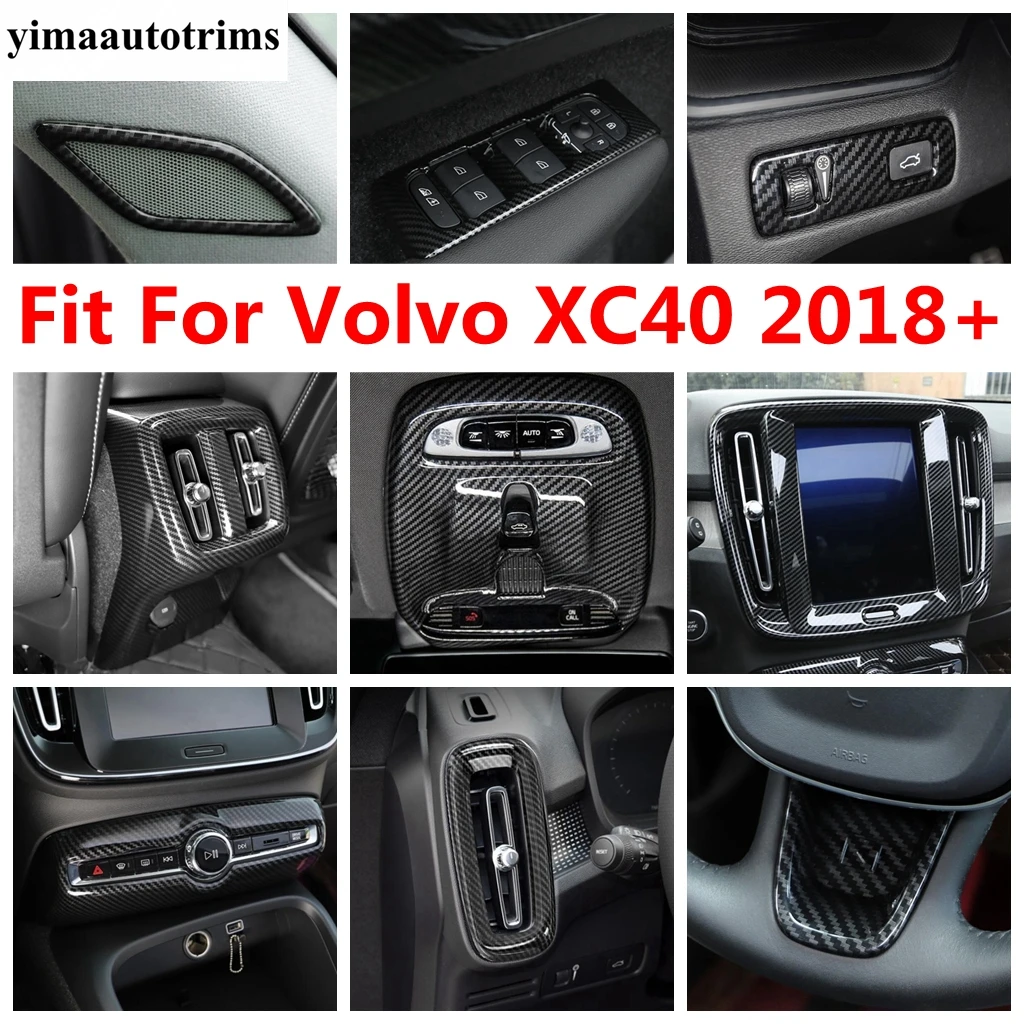 

Head Lamp / Gear Shift Panel / Window Lift / Pillar A Speaker Cover Trim For VOLVO XC40 2018 - 2024 ABS Carbon Fiber Accessories