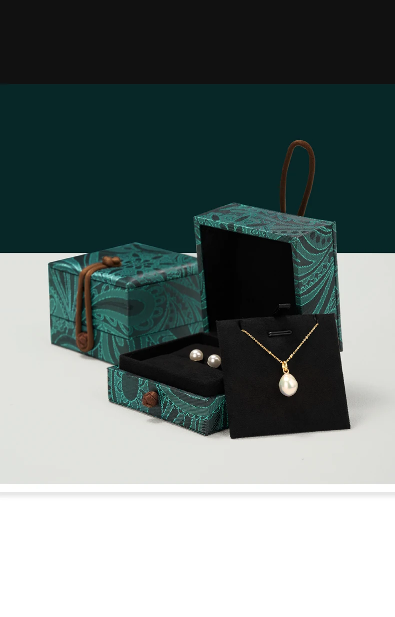 Oirlv Schmuckbox im chinesischen Stil, dunkelgrün, Schmuck-Organizer für Ringe, Ohrringe, Halsketten, Armbänder, tragbare Aufbewahrungsbox, Geschenkverpackung. – Detail 1