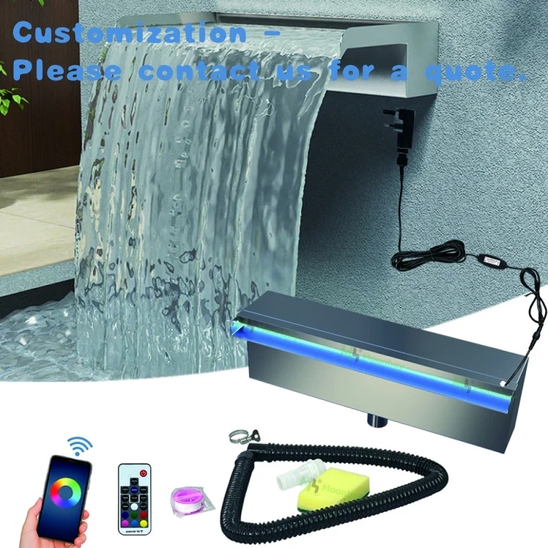 

custom.Modern Garden Decoration 600mm Stainless Steel Waterfall Wall Lighting Landscape Curtain Outlet Supplier Po