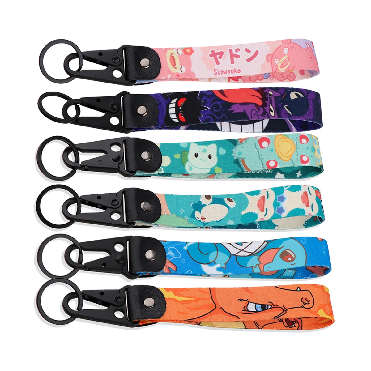 Cartoon Keychain Lanyard Cute Gengar Keyrings Wrist Straps for Backpacks Car Keys Holder Charm Anime Cosplay Accessories