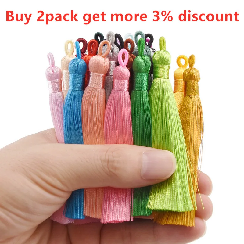 Cepillo de borla de seda de algodón colorido para pendientes, colgante de borlas Sati, manualidades hechas a mano, 10 piezas, 8cm