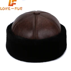 Brand New Style 2024 Retro Cowhide Bomber Hat Winter Keep Warm Caps Men Women Real Leather Cap Thick Velvet Dad Hat Leather Hat