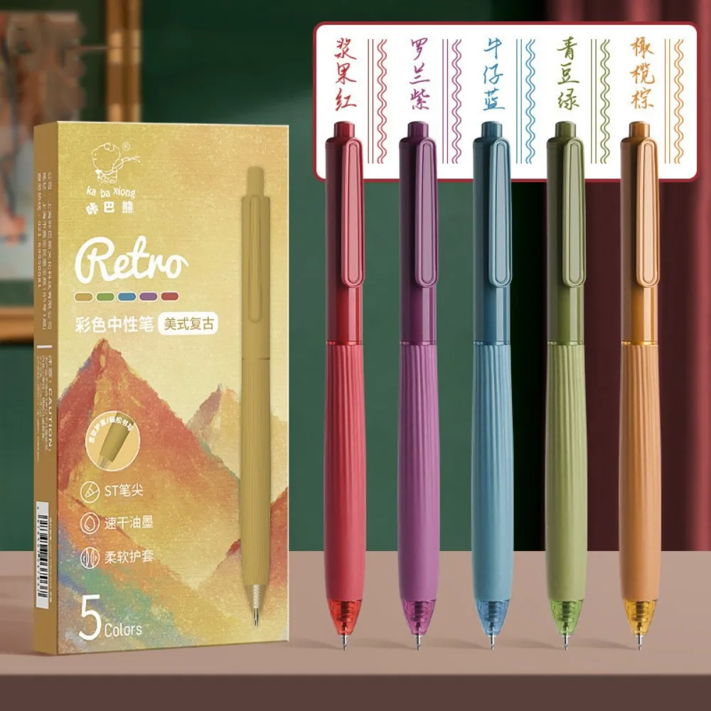 5 pcs Funny Press Press Color Ballpoint Pen Multifunction Retractable Student Writing Pen Sign Pen Cartoon Gel Pen School Home