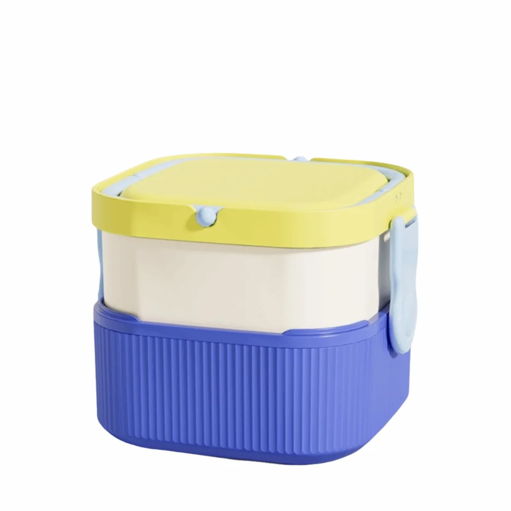 

1400ml Plastic Lunch Box Divided Heat Resistant Microwave Oven Lunch Box Interlayer Storage Box Food Storage Container