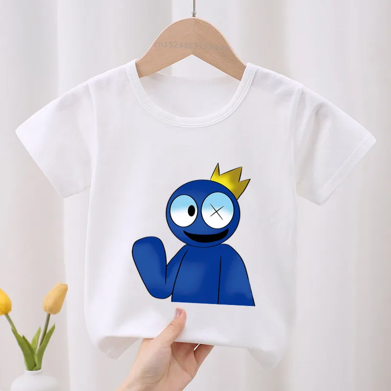 Rainbow Friends Game Print Cartoon Kids T-shirt Funny Children's Clothes Summer Baby Girls Tops Boys Short Sleeve White T shirts