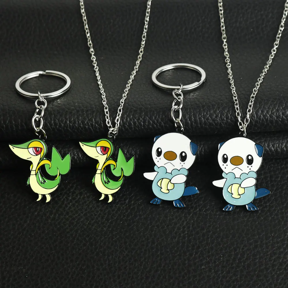 Animation Oshawott Snivy Enamel Pendant Keychain Necklace Cartoon Animal Theme Cosplay Props Accessories Jewelry Gift For Friend