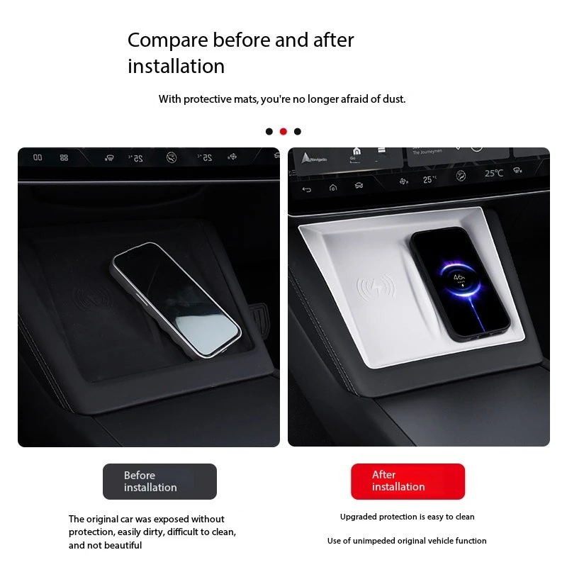 For Tesla 2023 Model 3 Highland 2024 Model Y Juniper 2025-up Wireless Charging Pad Proof Non Slip Mat Dust Car Accessories