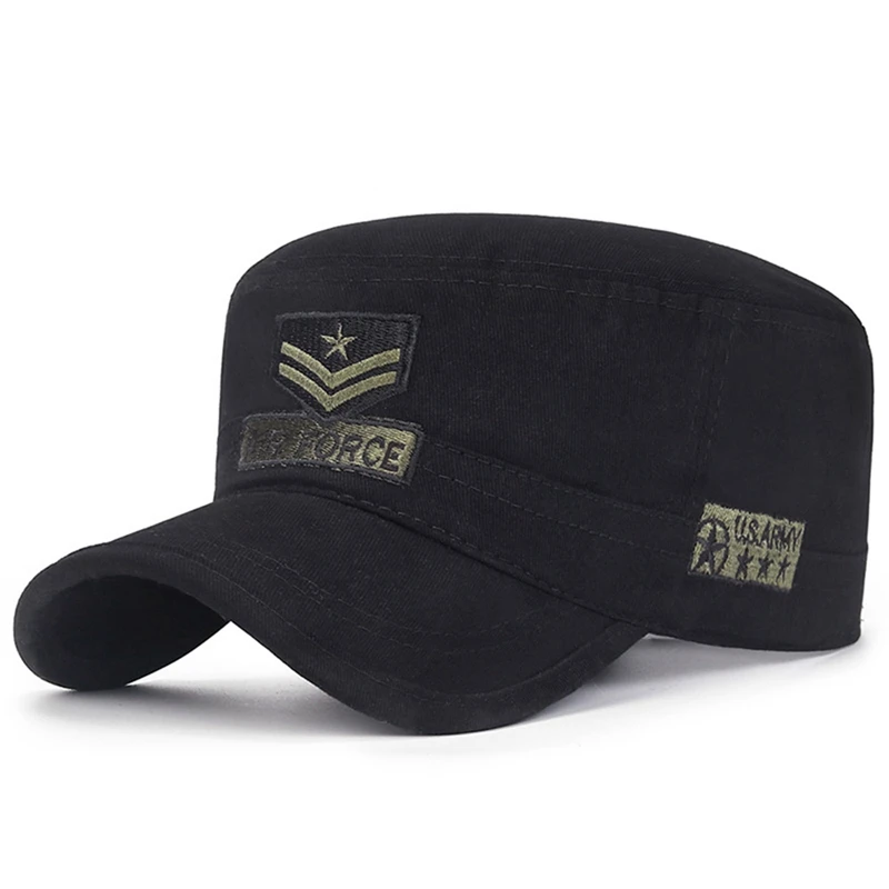 USA Embroidered Visors Cap American Fashion Military Flat Hats Breathable Cotton Marines Corps Caps Men Casual Casquette Outdoor