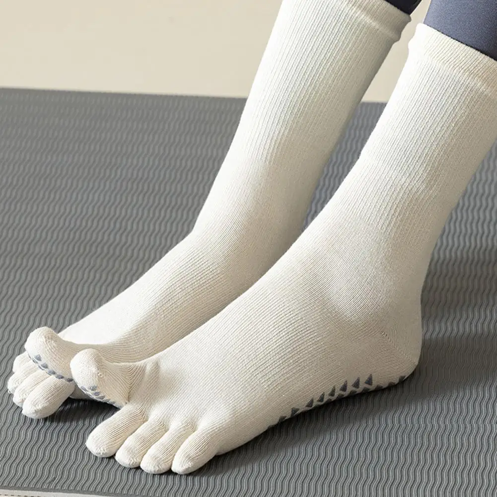 Professionelle rutschfeste Yoga-Socken, Pilates, fünf Zehensocken, mittelhohe Bodensocken, schweißabsorbierend, atmungsaktiv, für Workout im Innenbereich, Fitne