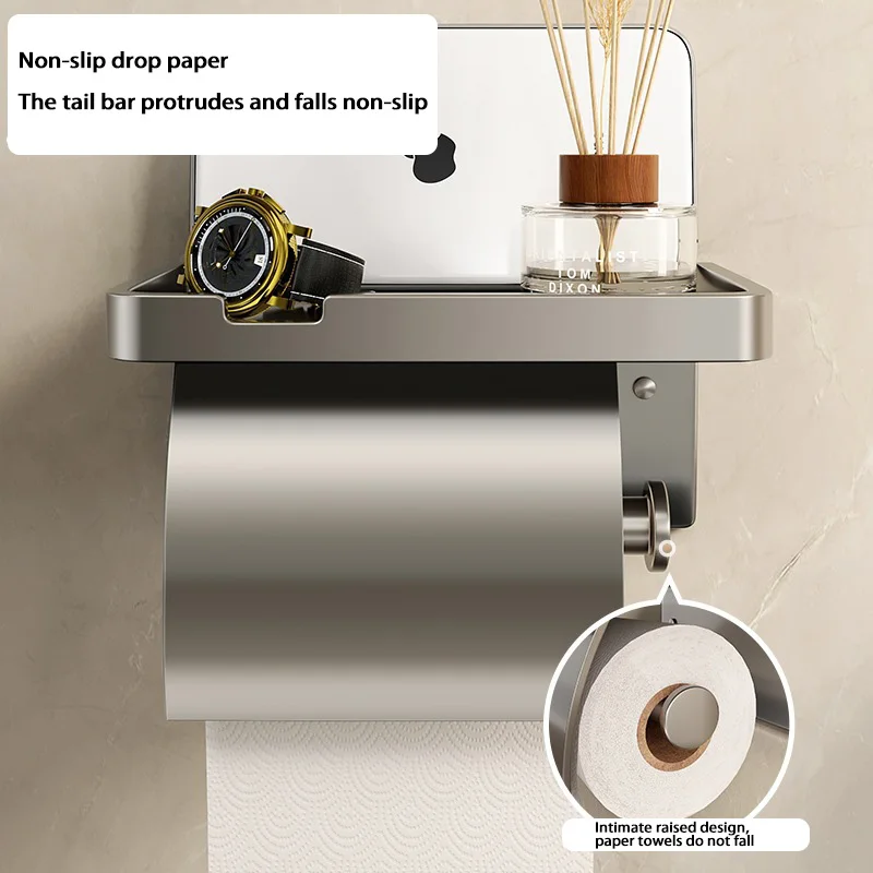 

Roll Toilet Paper Holder Kleenex Floating Wall Shelves Bathroom Water Tissue High Capacity Case Accessories Phone Storage Box